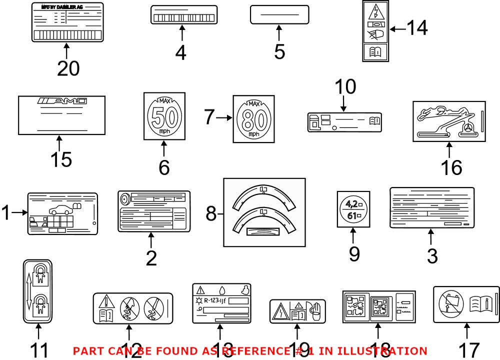 Genuine Mercedes-Benz 1565842300 - Tire Information Label