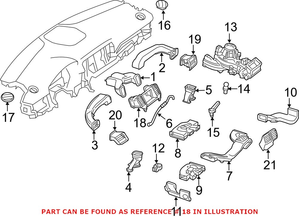 Genuine Mercedes-Benz 16683061012A17 - Dashboard Air Vent (Center)