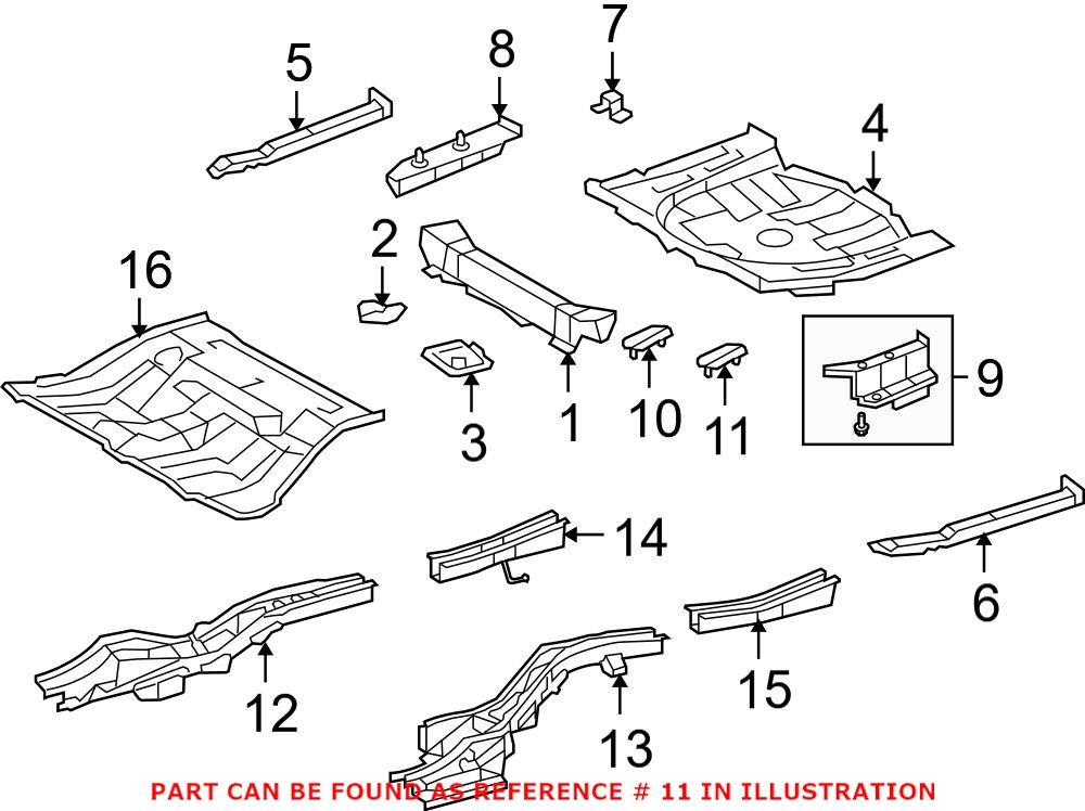 Genuine Toyota 583530T010 - Floor Side Rail Reinforcement (Rear Left)