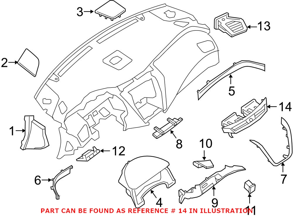 Genuine Nissan 687509UA0A - Dashboard Air Vent (Center)