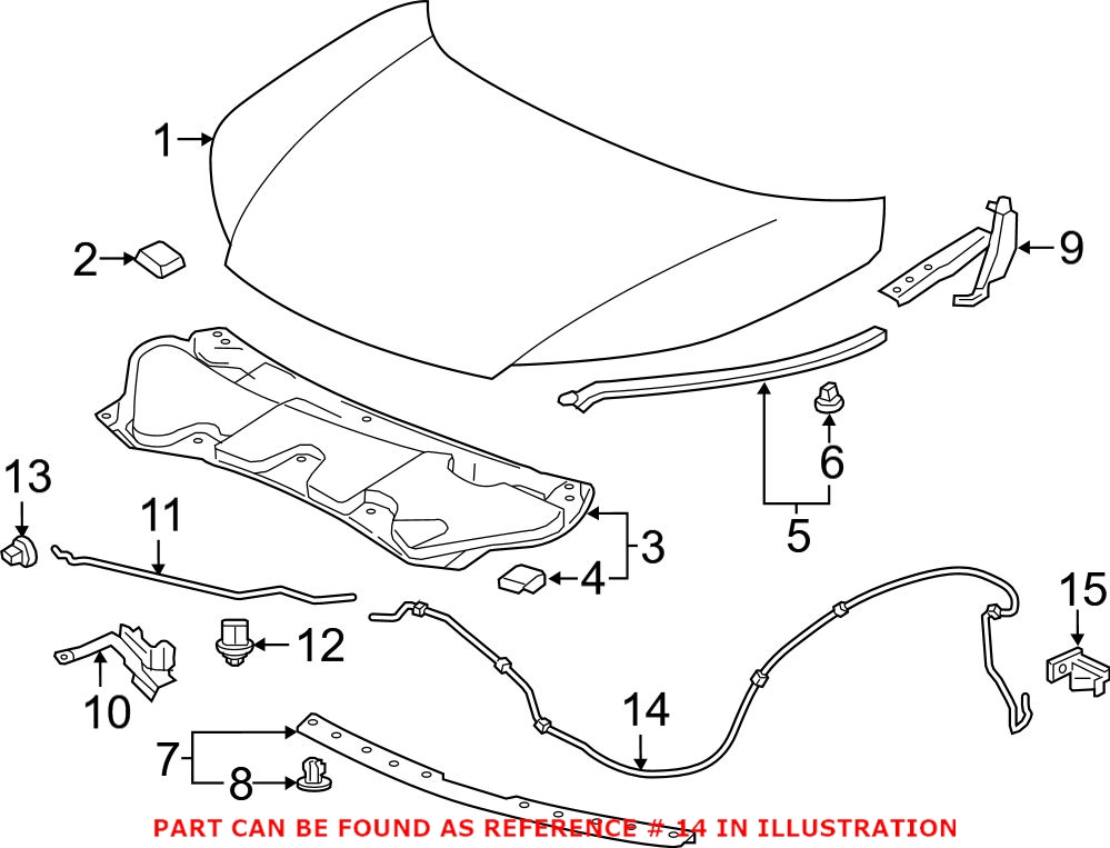 Genuine Honda 74130T0GA01 - Hood Release Cable (Front)